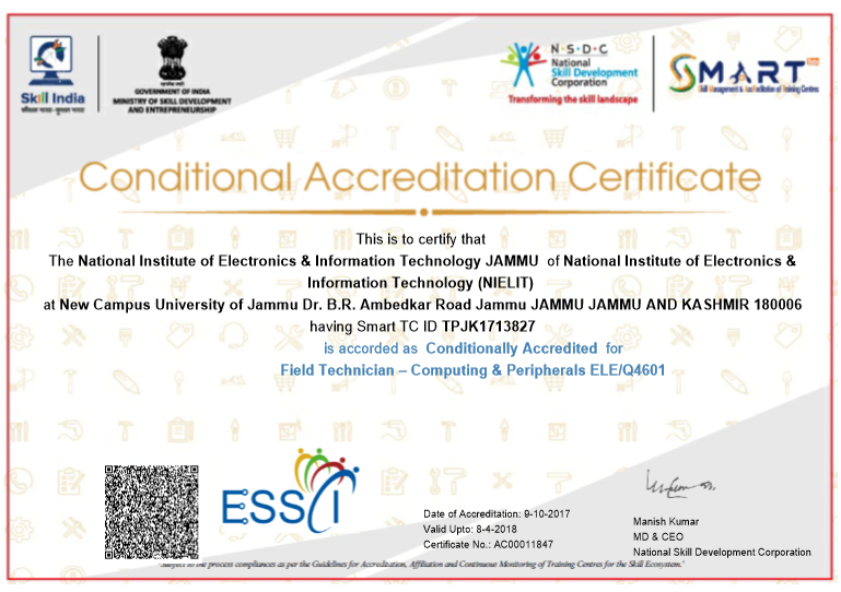 Certificate of Smart NSDC Computing & Peripherals ELE/Q4601 ...